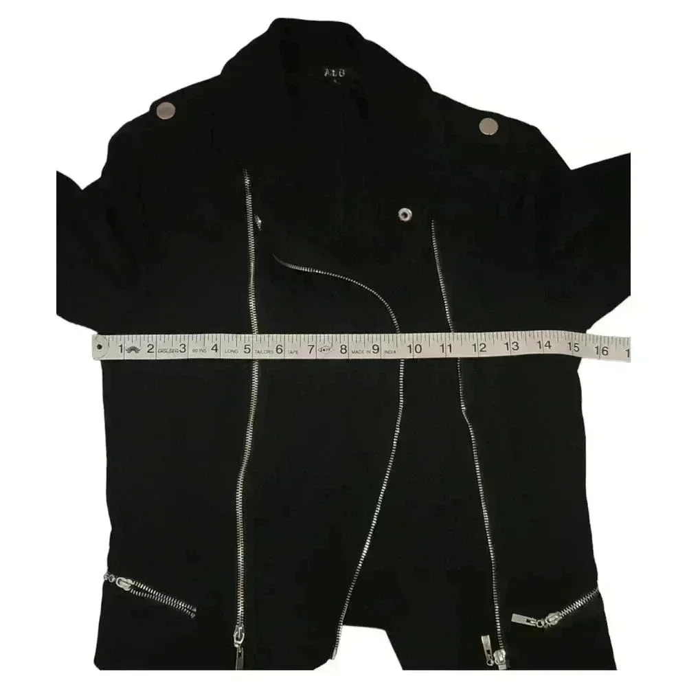 Alt. B Black Knit Moto Biker Motorcycle Jacket Size Small Grunge